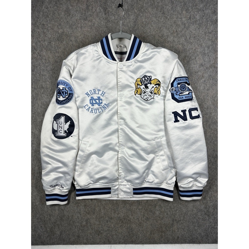 Mitchell & Ness UNC Tar Heels City Collection Satin Jacket Mens M White